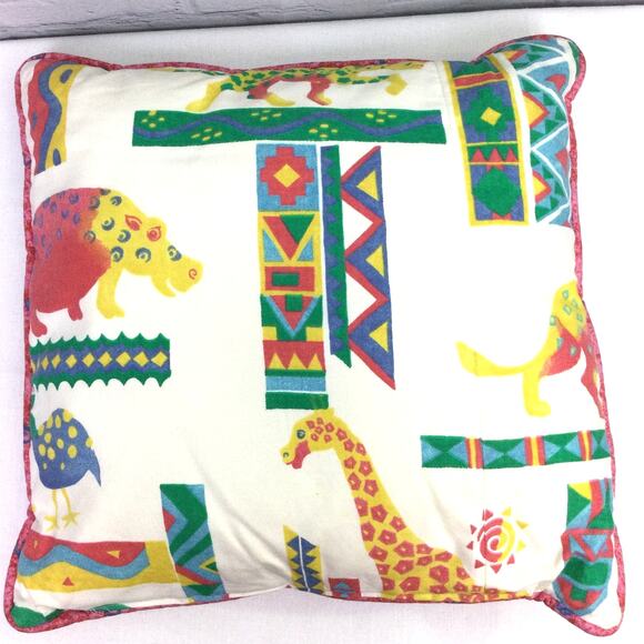 Jungle Animal Nursery Children’s 17” x 17” Handmade Throw Pillows Bundle of Two - Picture 5 of 9